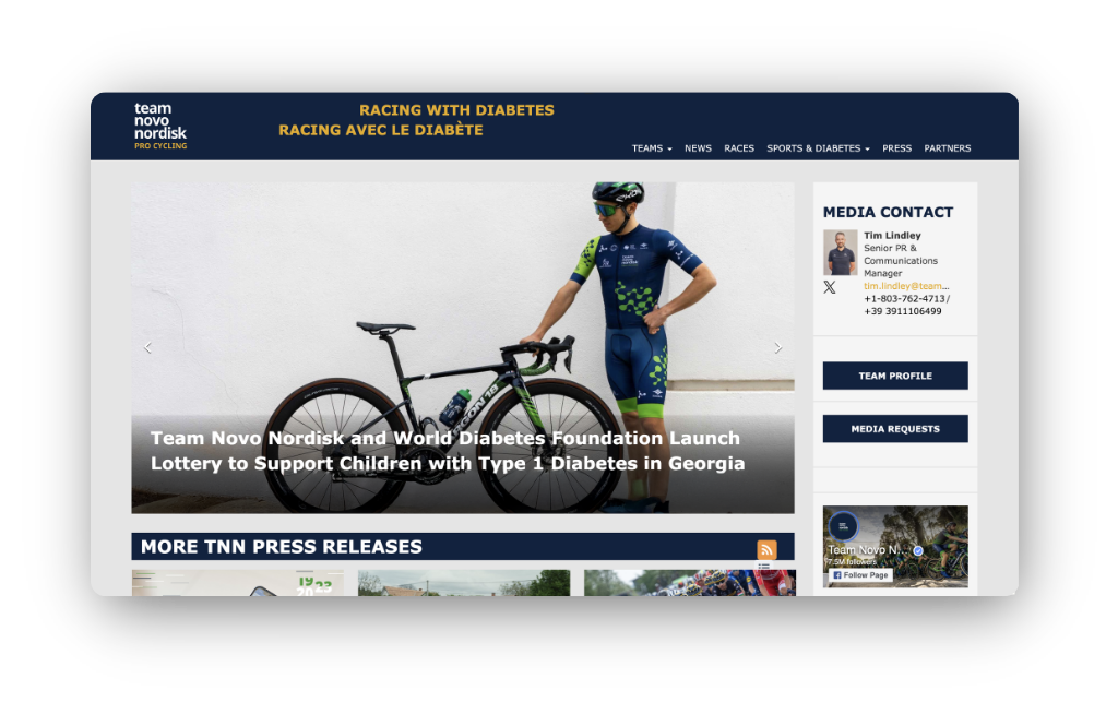 Team Novo Nordisk newsroom mock